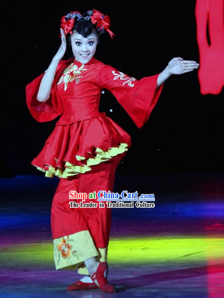 Chinese Mandarin Barbie Dance Costumes and Headgear Complete Set for Women