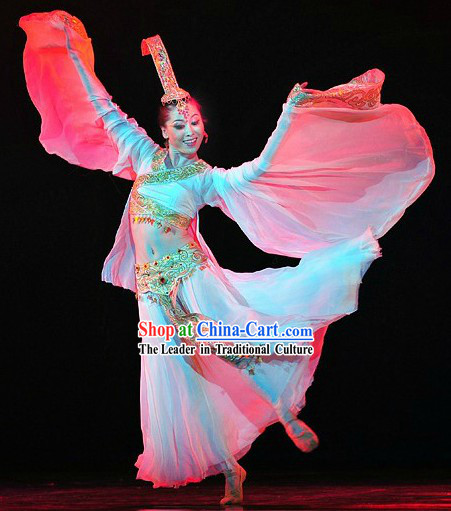 Chinese Classical Dance Costumes and Headwear Complete Set for Women