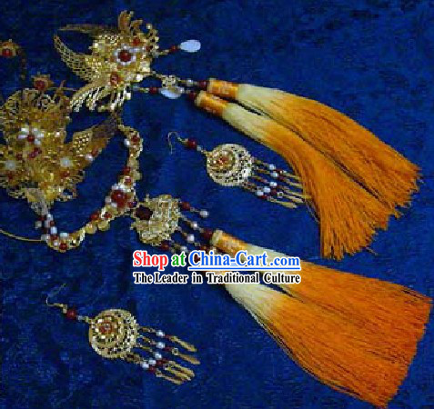 Ancient Chinese Phoenix Wedding Headwears and Necklace for Brides