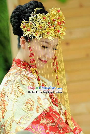 Traditional Chinese Wedding Phoenix Coronet Complete Set for Brides