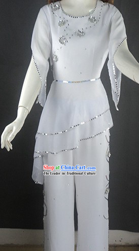 Pure White Tailored-made Dance Costumes and Headgear for Women