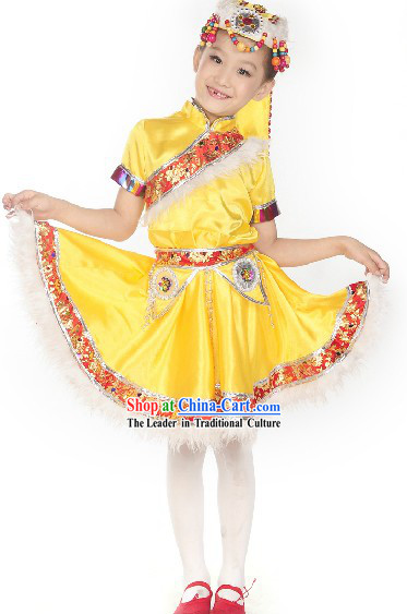 Traditional Chinese Mongolian Stage Performance Costumes for Kids