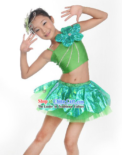 Green Stage Performance Costumes for Kids