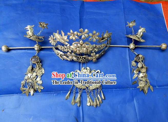Traditional Chinese Imperial Silver Phoenix Coronet