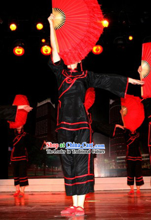 Black Traditional Chinese Fan Dance Costume for Women