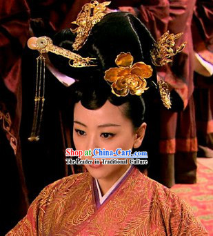Ancient Chinese Imperial Palace Royal Empress Hair Accessories and Wig Complete Set