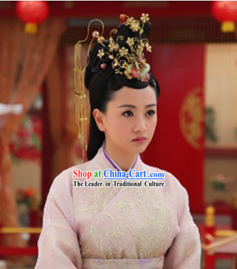 Ancient Chinese Imperial Palace Royal Official Hair Accessories and Wig Complete Set