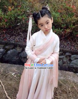 Ancient Chinese Authenic Hanfu Clothing and Headwear for Children