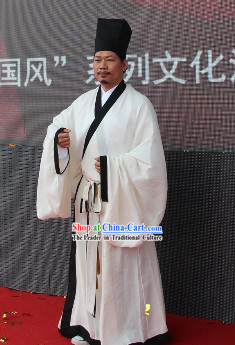 Ancient Chinese College Student Shen Yi Uniform and Hat for Men