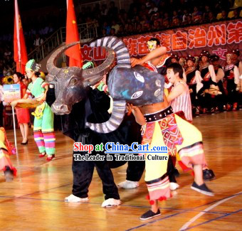 Traditional Chinese Cow Dance Costumes Complete Set