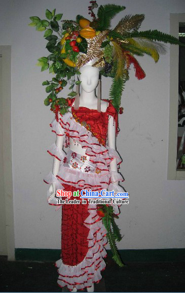 Forest Flower Grass Model Stage Performance Costumes and Headdress Complete Set