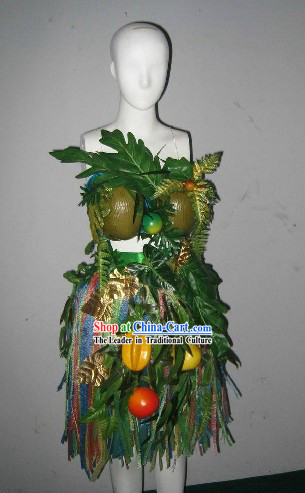 Forest Flower Grass Model Stage Performance Costumes and Headdress Complete Set