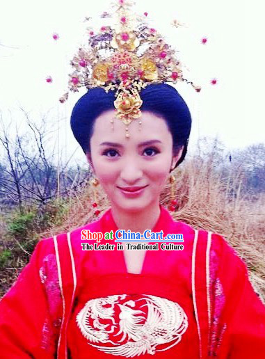Traditional Chinese Wedding Headdress and Necklace Set