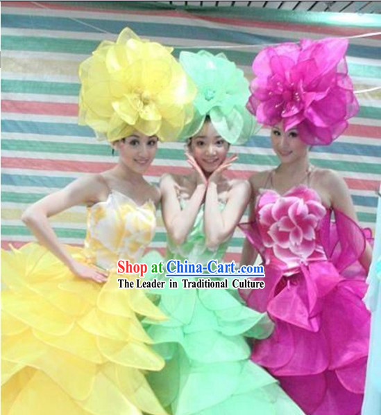 Stage Performance Flower Dance Costumes Complete Set for Women