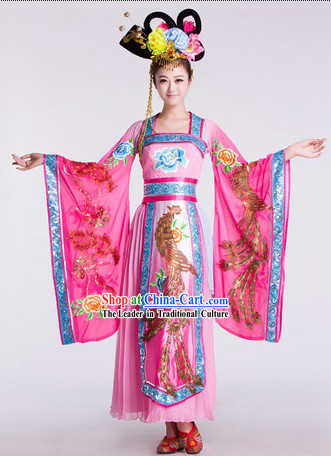 Ancient Chinese Classical Tang Dynasty Empress Phoenix Dance Costumes and Headdress Complete Set