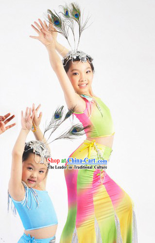China The Dai Minority Dance Costumes and Headwear Complete Set for Children