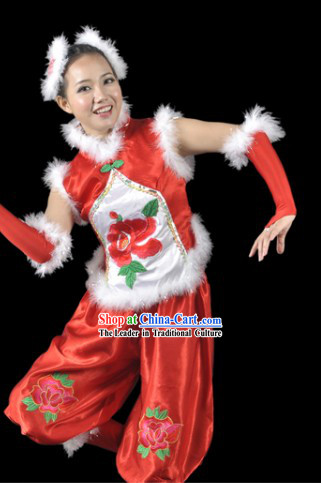 Chinese New Year Clothes Costume and Headdress Complete Set for Women