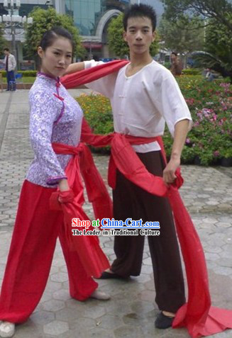 Professional Yangge Dance Costumes Two Complete Sets for Men and Women