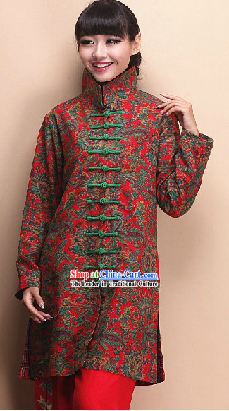 High Collar Long Chinese Manarin Robe Complete Set for Women