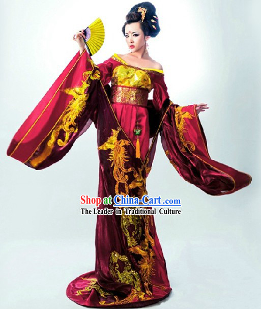 Ancient Chinese Imperial Royal Palace Empress Clothing and Headwear Complete Set