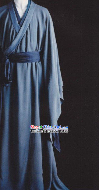 Blue Traditional Ancient Chinese Hanfu Clothing for Men and Women