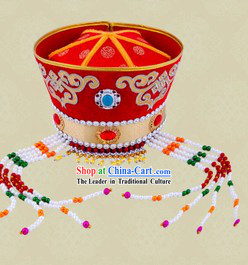 Traditional Chinese Ethnic Mongolian Wedding Hat for Women