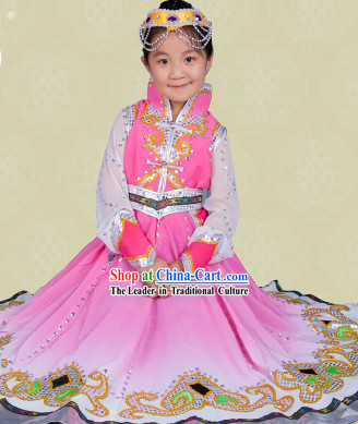 Mongolian Princess Clothing and Headwear for Children