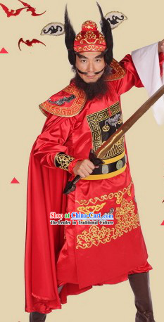Traditional Ancient Chinese Zhong Kui Costumes and Headwear Complete Set