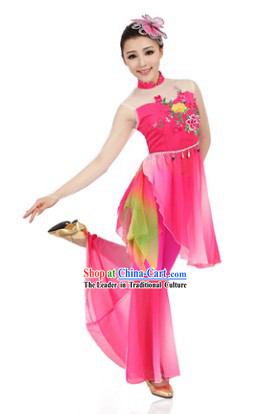 Classical Chinese Dance Costumes and Butterfly Headdress for Women