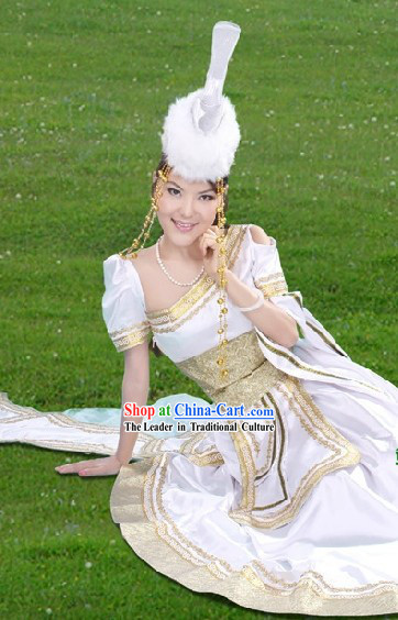 Traditional Mongolian Princess Clothes and Hat Complete Set for Women