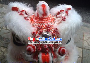 Classic White Handmade Fut San Lion Dance Costumes Complete Set