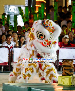 White Fur Opening and Celebration Lion Dance Costume Complete Set