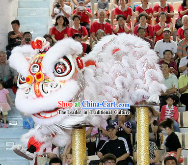 White Fur Chinese Year Southern Professional Hok San Lion Dance Costumes