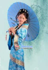 Ancient Chinese Blue Hanfu Costumes for Girls