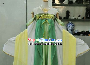 Ancient Chinese Style Green Tang Dynasty Palace Lady Skirt Costume