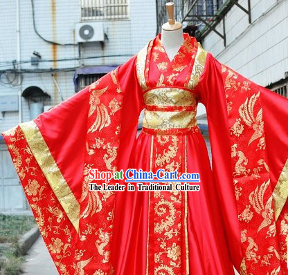 Traditional Chinese Phoenix Red Wedding Dress for Brides