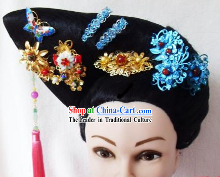 Qing Dynasty Imperial Concubine Handmade Wig and Hair Accessories