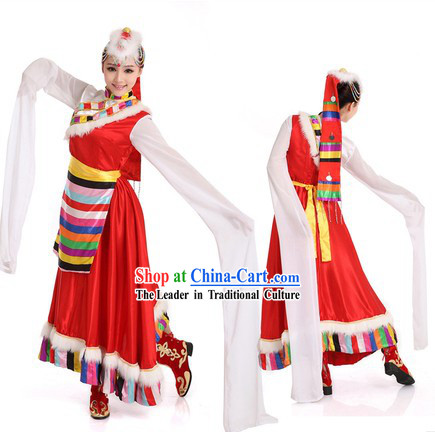 Tibetan Dancing Costumes and Headpiece for Women