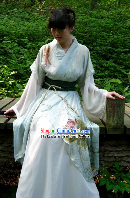 Ancient Chinese Summer Wear Hanfu Clothing Complete Set for Women