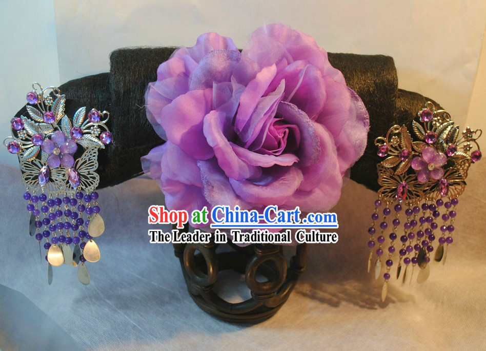 Qing Dynasty Chinese Palace Empress Wig and Hair Accessories Set for Women