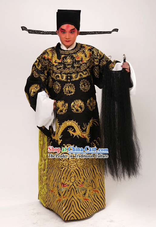 Chinese Beijing Opera Guan Gong Dragon Robe and Hat for Men