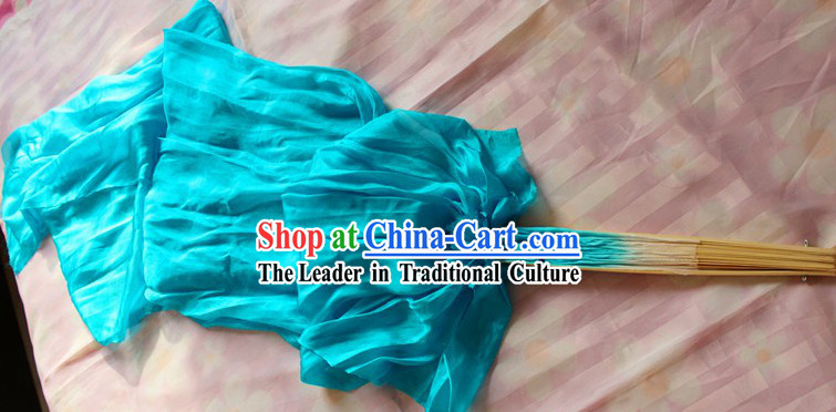 Chinese White to Blue Colour Transition Long Silk Fan Veils