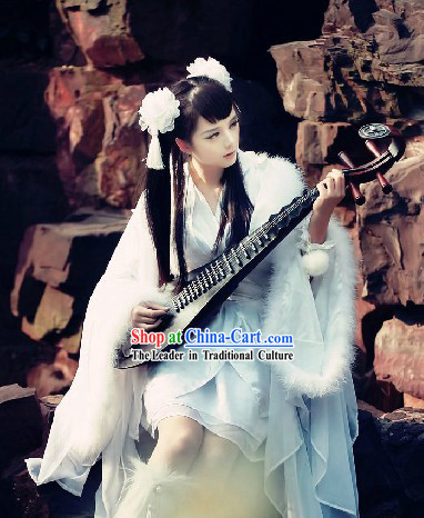 Ancient Chinese Style White Fantasy Fairy Cosplay Costumes