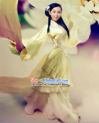 Chinese Classic Light Yellow Hanfu Clothes for Women