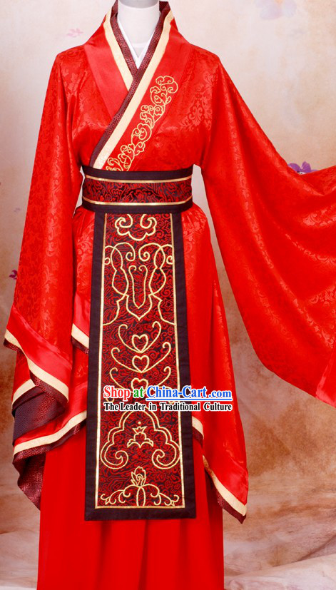 Traditional Chinese Red Wedding Dress for Bridegrooms