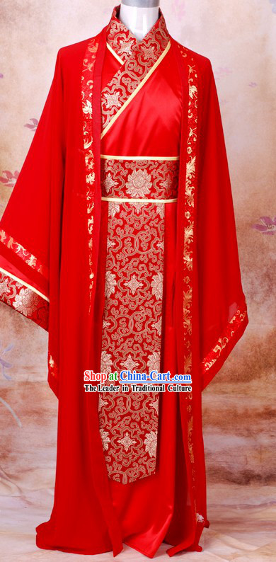 Ancient Chinese Red Bridal Wedding Dresses for Bridegrooms