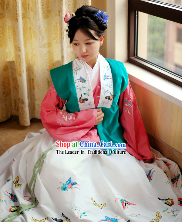 Ancient Chinese Ming Dynasty Embroidered Butterfly Clothing for Women