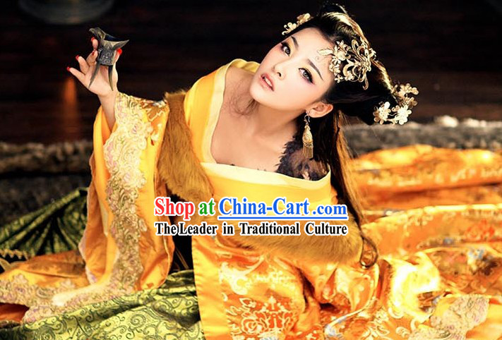 Ancient Chinese Imperial Priness Royal Clothes and Hair Accessories Complete Set for Women