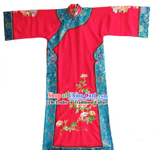 Traditional Chinese Opera Red Manchu Qing Dynasty Cheongsam Qipao for Women