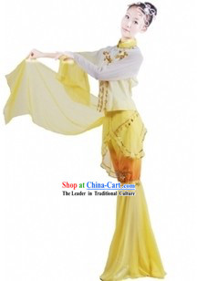 Chinese Fan Dance Clothes and Headdress for Women